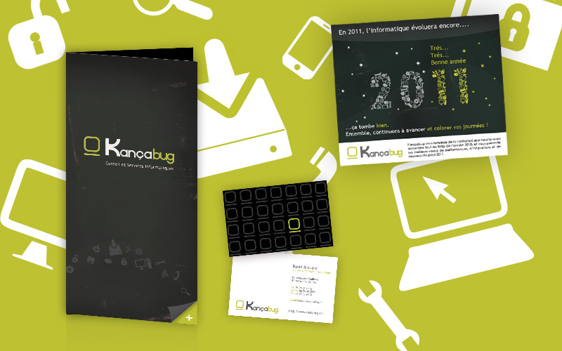 Charte graphique pour Kançabug, entreprise de conseil et services en informatiques.